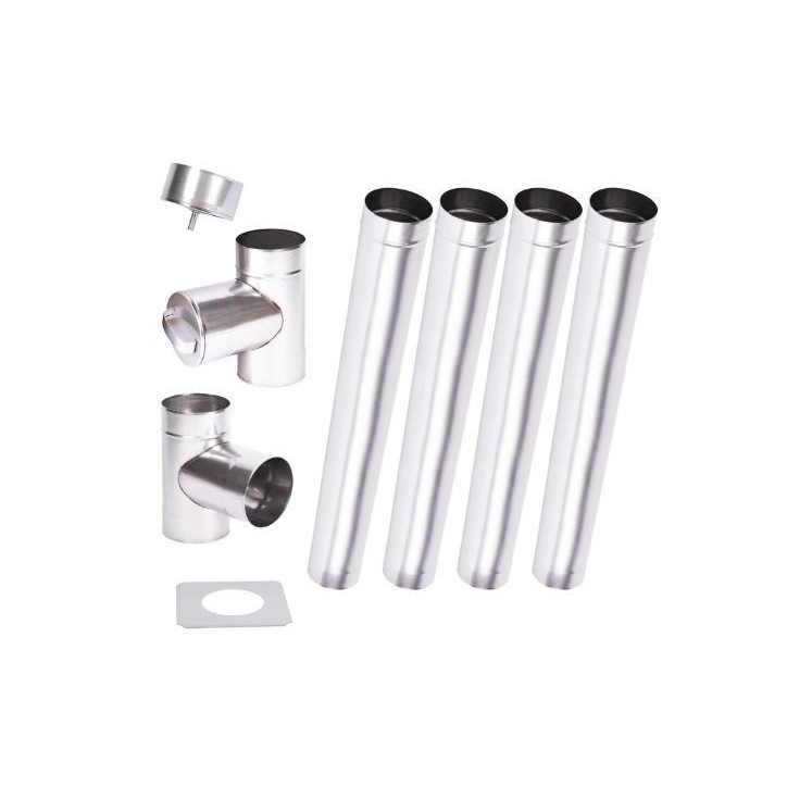 Kit conduit cheminée simple paroi de 4 m Ø 100/120/130/150/160/180/200 mm Kit conduit cheminée simple paroi de 4 m Ø 100/120/130/150/160/180/200 mm