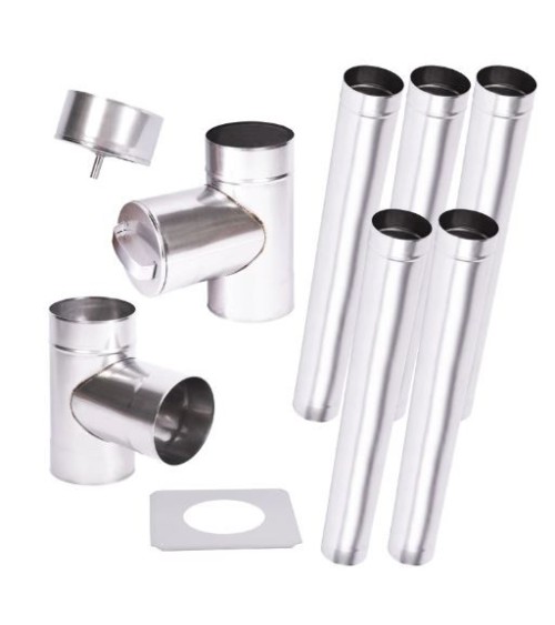 Kit conduit cheminée simple paroi de 5 m Ø 100/120/130/150/160/180/200 mm