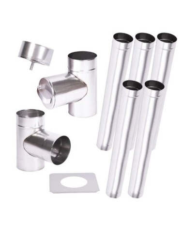 Kit conduit cheminée simple paroi de 5 m Ø 100/120/130/150/160/180/200 mm