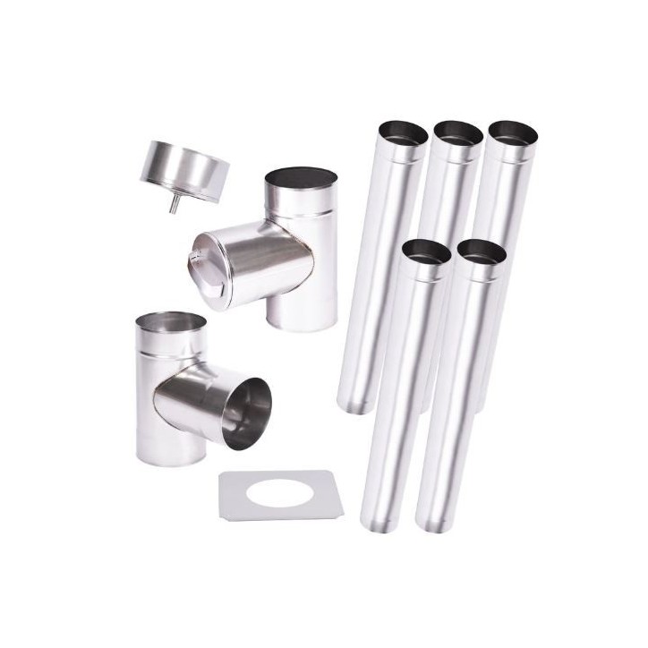 Kit conduit cheminée simple paroi de 5 m Ø 100/120/130/150/160/180/200 mm