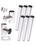 Kit conduit cheminée simple paroi de 6 m Ø 100/120/130/150/160/180/200 mm