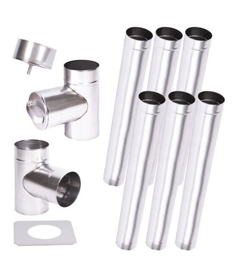 Kit conduit cheminée simple paroi de 6 m Ø 100/120/130/150/160/180/200 mm