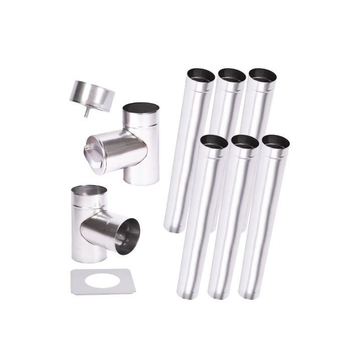 Kit conduit cheminée simple paroi de 6 m Ø 100/120/130/150/160/180/200 mm Kit conduit cheminée simple paroi de 6 m Ø 100/120/130/150/160/180/200 mm
