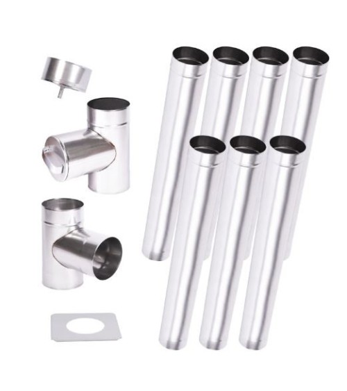 Kit conduit cheminée simple paroi de 7 m Ø 100/120/130/150/160/180/200 mm