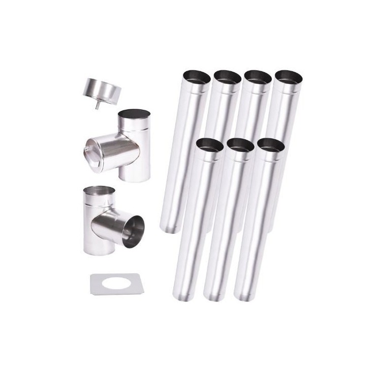 Kit conduit cheminée simple paroi de 7 m Ø 100/120/130/150/160/180/200 mm