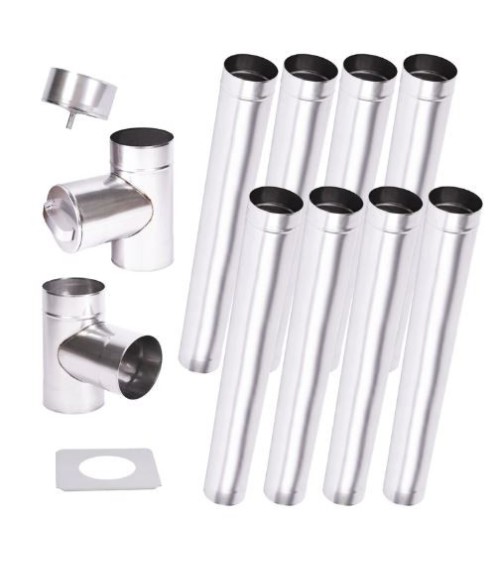 Kit conduit cheminée simple paroi de 8 m Ø 100/120/130/150/160/180/200 mm