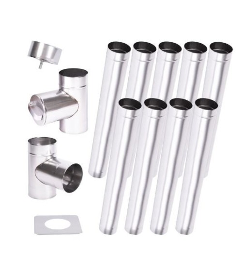 Kit conduit cheminée simple paroi de 9 m Ø 100/120/130/150/160/180/200 mm