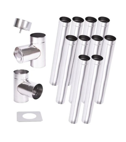 Kit conduit cheminée simple paroi de 10 m Ø 100/120/130/150/160/180/200 mm