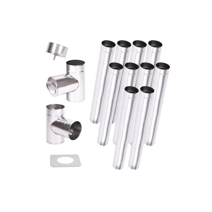 Kit conduit cheminée simple paroi de 10 m Ø 100/120/130/150/160/180/200 mm Kit conduit cheminée simple paroi de 10 m Ø 100/120/130/150/160/180/200 mm