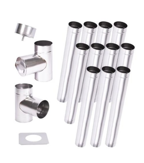 Kit conduit cheminée simple paroi de 11 m Ø 100/120/ 130/150/160/180/200 mm