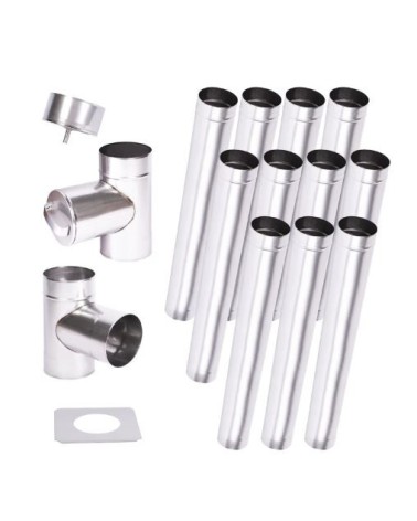 Kit conduit cheminée simple paroi de 11 m Ø 100/120/ 130/150/160/180/200 mm