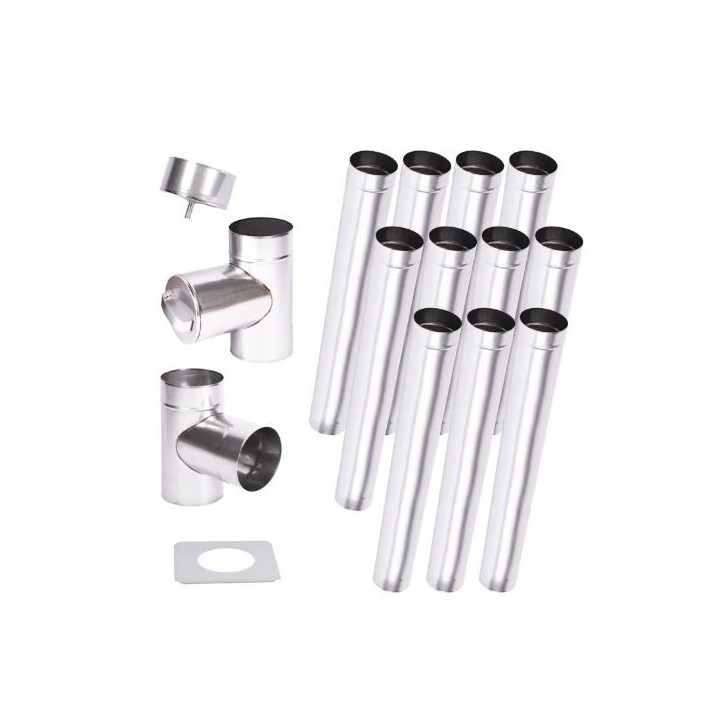 Kit conduit cheminée simple paroi de 11 m Ø 100/120/ 130/150/160/180/200 mm Kit conduit cheminée simple paroi de 11 m Ø 100/120/ 130/150/160/180/200 mm
