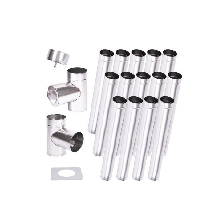Kit conduit cheminée simple paroi de 14 m Ø 100/120/ 130/150/160/180/200 mm Kit conduit cheminée simple paroi de 14 m Ø 100/120/ 130/150/160/180/200 mm