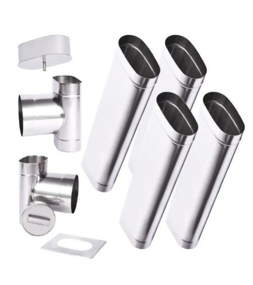 Kit conduit cheminée simple paroi ovale de 4 m Ø 120x185 mm