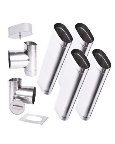 Kit conduit cheminée simple paroi ovale de 4 m Ø 120x185 mm