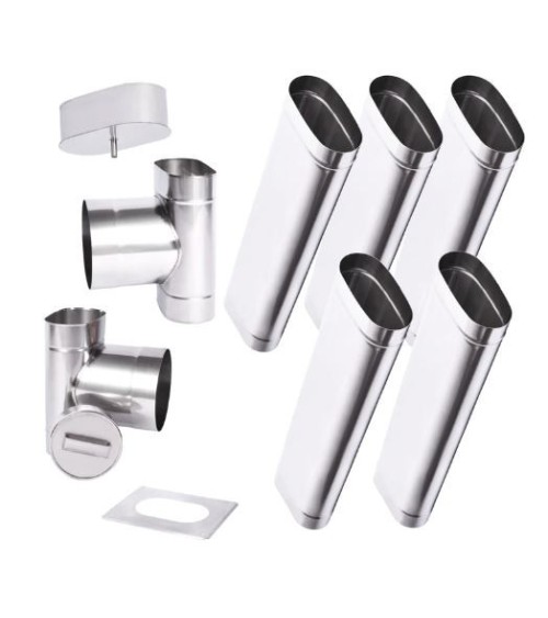 Kit conduit cheminée simple paroi ovale de 5 m Ø 120x185 mm
