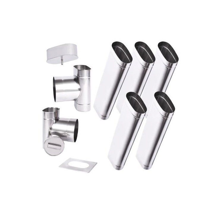 Kit conduit cheminée simple paroi ovale de 5 m Ø 120x185 mm