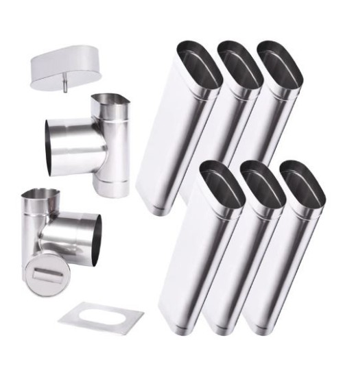 Kit conduit cheminée simple paroi ovale de 6 m Ø 120x185 mm