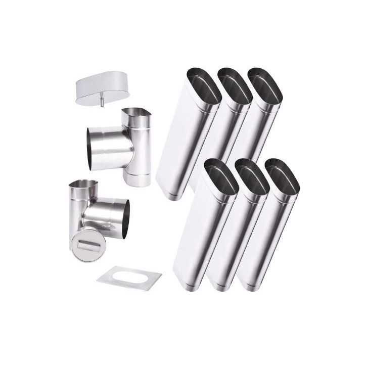 Kit conduit cheminée simple paroi ovale de 6 m Ø 120x185 mm