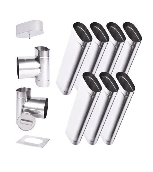 Kit conduit cheminée simple paroi ovale de 7 m Ø 120x185 mm