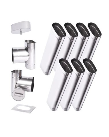 Kit conduit cheminée simple paroi ovale de 7 m Ø 120x185 mm