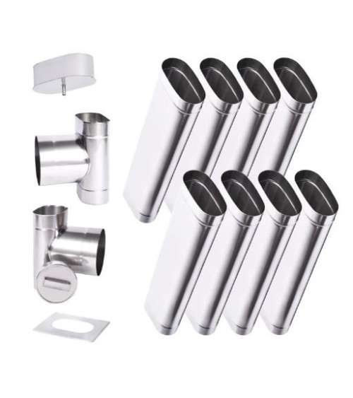 Kit conduit cheminée simple paroi ovale de 8 m Ø 120x185 mm