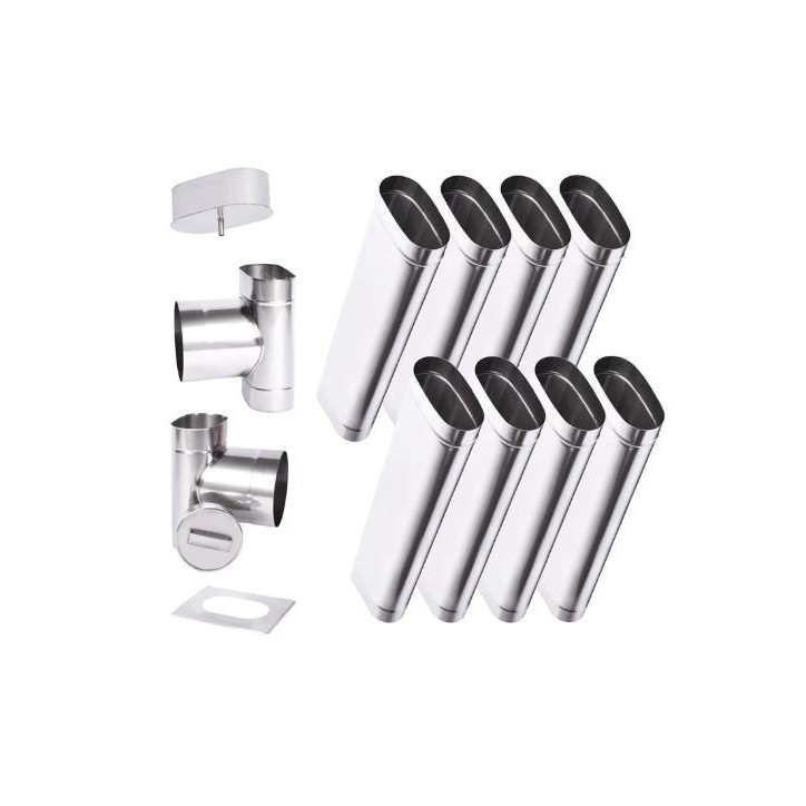 Kit conduit cheminée simple paroi ovale de 8 m Ø 120x185 mm