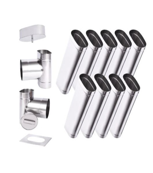 Kit conduit cheminée simple paroi ovale de 9 m Ø 120x185 mm