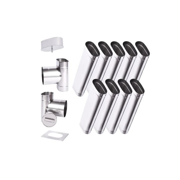 Kit conduit cheminée simple paroi ovale de 9 m Ø 120x185 mm