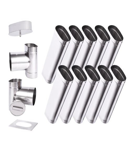 Kit conduit cheminée simple paroi ovale de 10 m Ø 120x185 mm
