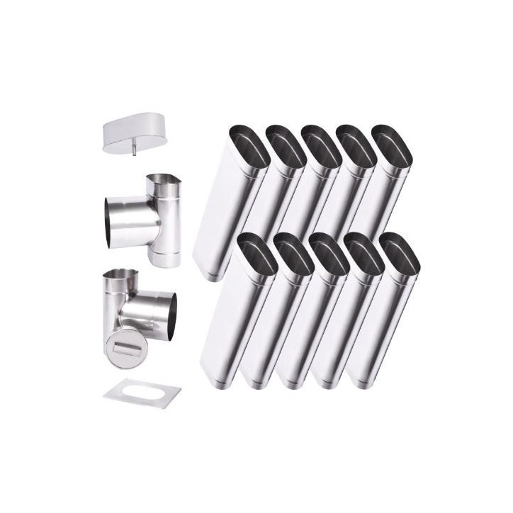 Kit conduit cheminée simple paroi ovale de 10 m Ø 120x185 mm