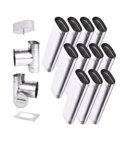 Kit conduit cheminée simple paroi ovale de 11 m Ø 120x185 mm