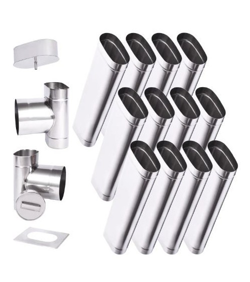 Kit conduit cheminée simple paroi ovale de 12 m Ø 120x185 mm