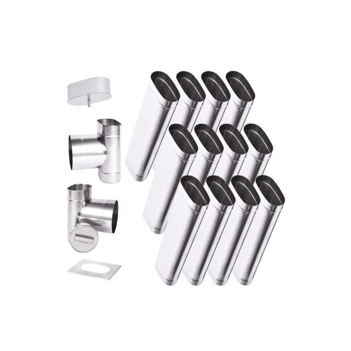 Kit conduit cheminée simple paroi ovale de 12 m Ø 120x185 mm
