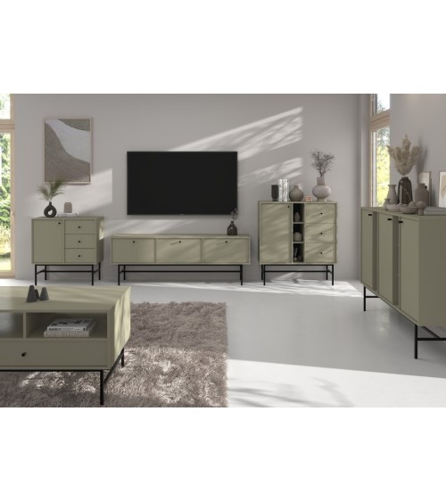 Buffet TOKYO Vert eucalyptius 80 cm 1 porte + 3 tiroirs