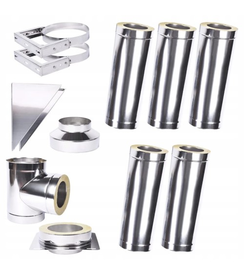 Kit conduit isolé 5m double paroi Ø 100/120/130/150/160/180/200 mm