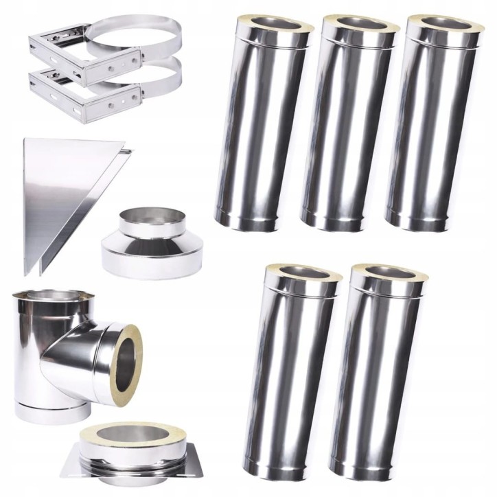 Kit conduit isolé 5m double paroi Ø 100/120/130/150/160/180/200 mm Kit conduit isolé 5m double paroi Ø 100/120/130/150/160/180/200 mm