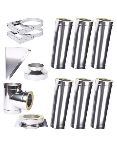 Kit conduit isolé 6m double paroi Ø 100/120/130/150/160/180/200 mm