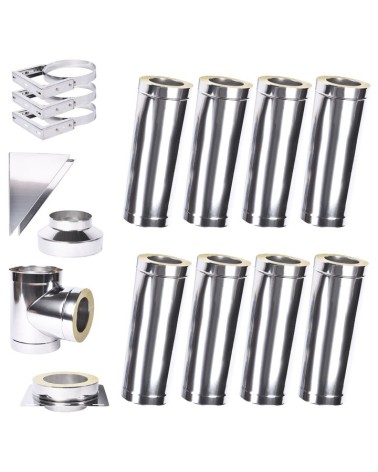 Kit conduit isolé 8m double paroi Ø 100/120/130/150/160/180/200 mm