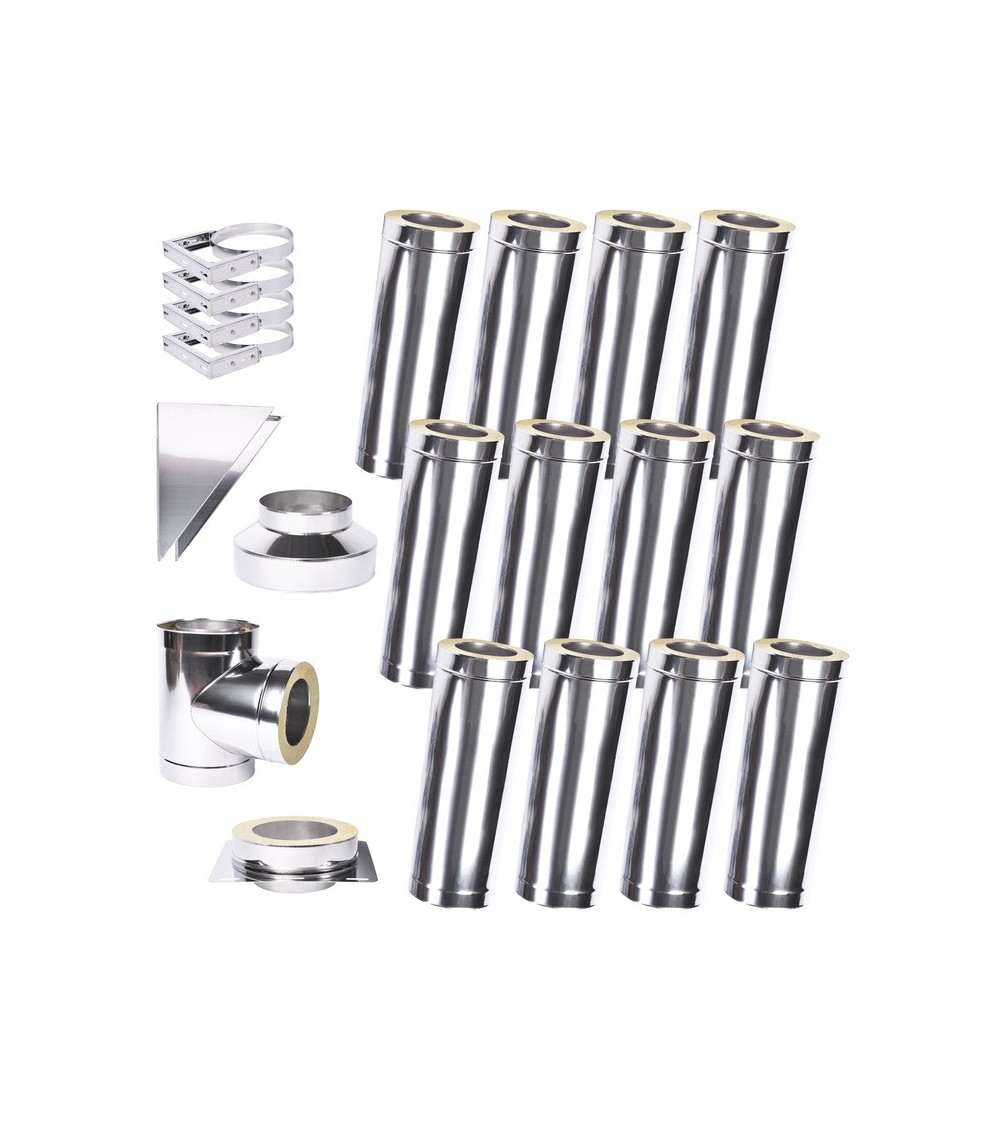 Kit conduit isolé 12m double paroi Ø 100/120/130/150/160/180/200 mm Kit conduit isolé 12m double paroi Ø 100/120/130/150/160/180/200 mm