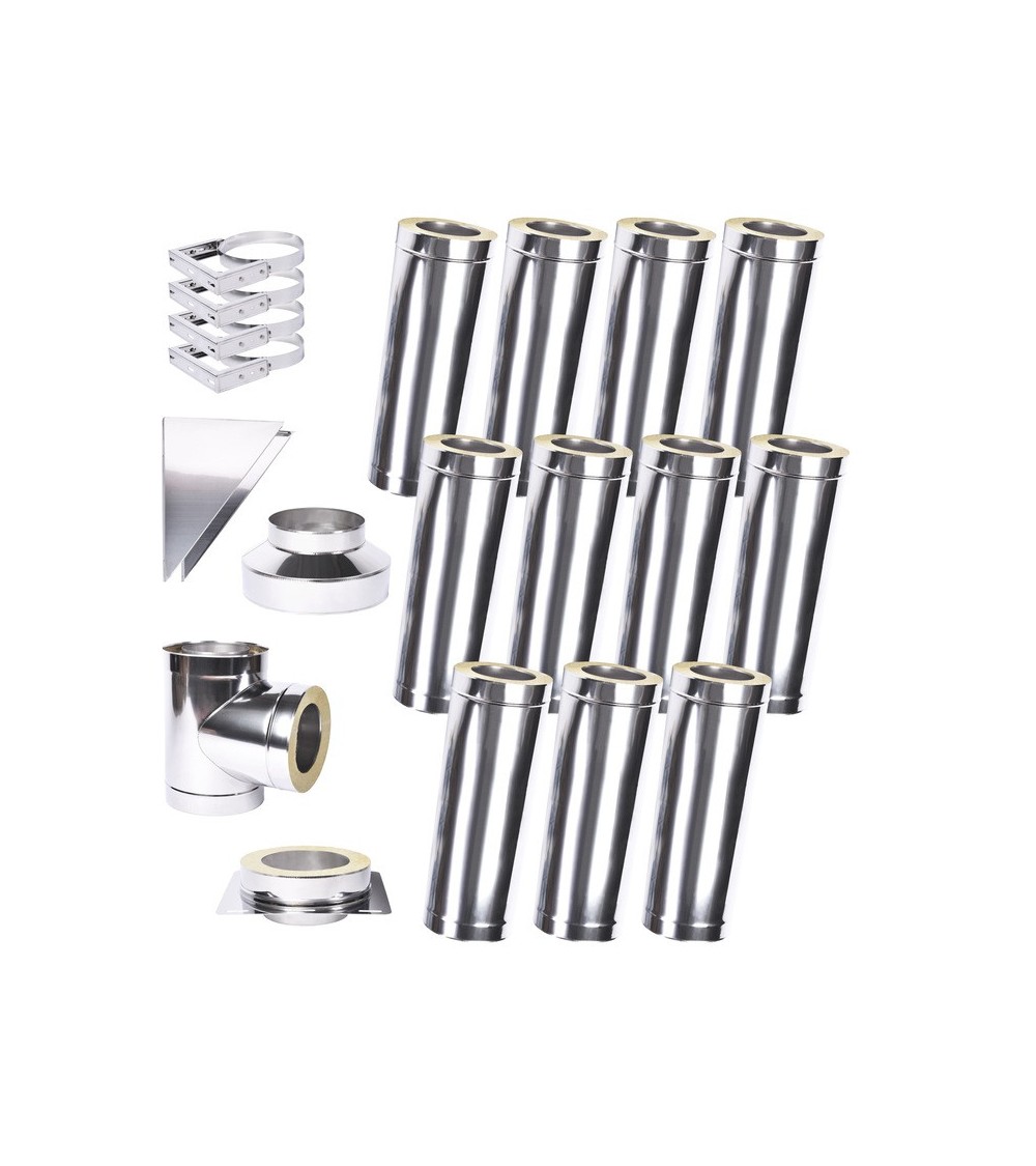 Kit conduit isolé 11m double paroi Ø 100/120/130/150/160/180/200 mm Kit conduit isolé 11m double paroi Ø 100/120/130/150/160/180/200 mm