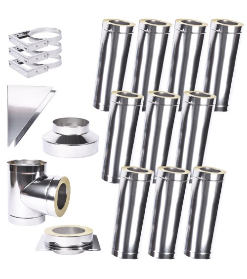 Kit conduit isolé 10m double paroi Ø 100/120/130/150/160/180/200 mm