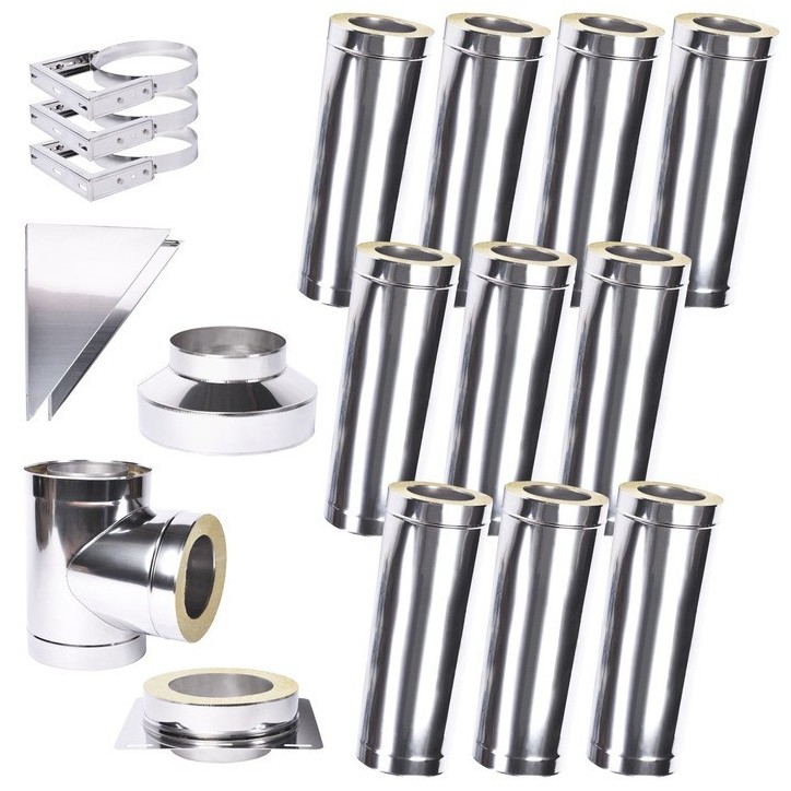 Kit conduit isolé 10m double paroi Ø 100/120/130/150/160/180/200 mm