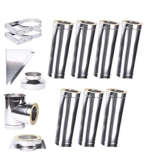 Kit conduit isolé 7m double paroi Ø 100/120/130/150/160/180/200 mm