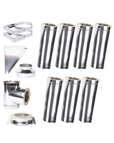 Kit conduit isolé 7m double paroi Ø 100/120/130/150/160/180/200 mm