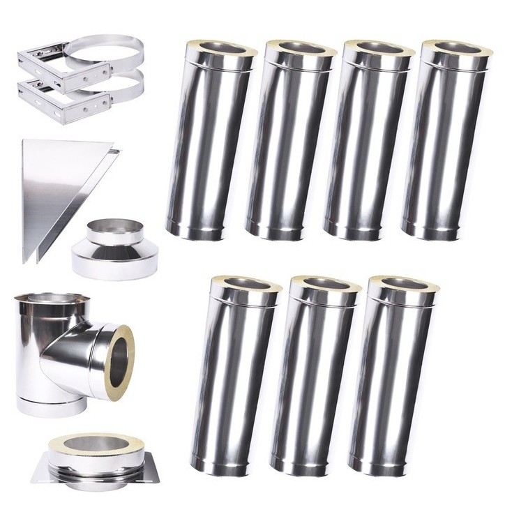 Kit conduit isolé 7m double paroi Ø 100/120/130/150/160/180/200 mm