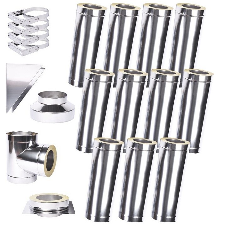 Kit conduit isolé 11m double paroi Ø 100/120/130/150/160/180/200 mm Kit conduit isolé 11m double paroi Ø 100/120/130/150/160/180/200 mm
