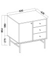 Buffet TOKYO Vert eucalyptius 80 cm 1 porte + 3 tiroirs