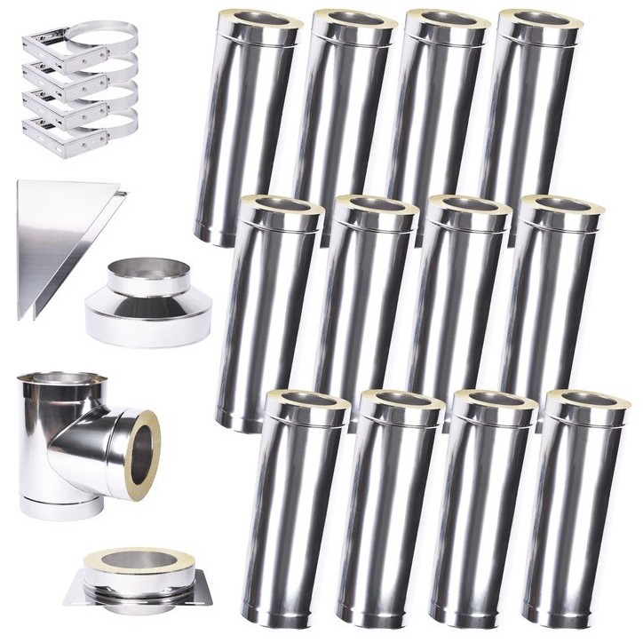 Kit conduit isolé 12m double paroi Ø 100/120/130/150/160/180/200 mm Kit conduit isolé 12m double paroi Ø 100/120/130/150/160/180/200 mm