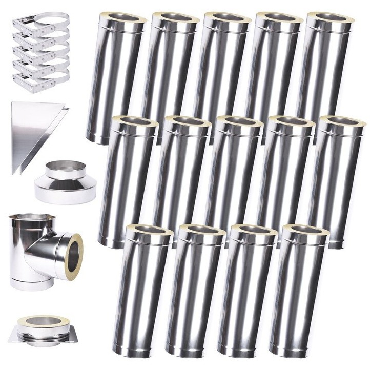 Kit conduit isolé 14m double paroi Ø 100/120/130/150/160/180/200 mm